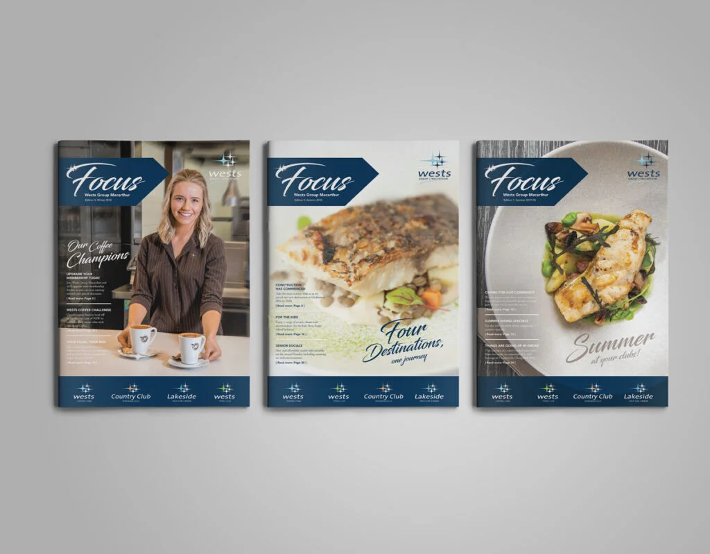 Wests Group Macarthur Focus Magazine Design Quarterly Publishing Publisher Wests Leagues Club Focus Masthead Clubs Western Sydney Fresco Creative Sydney Surry Hills