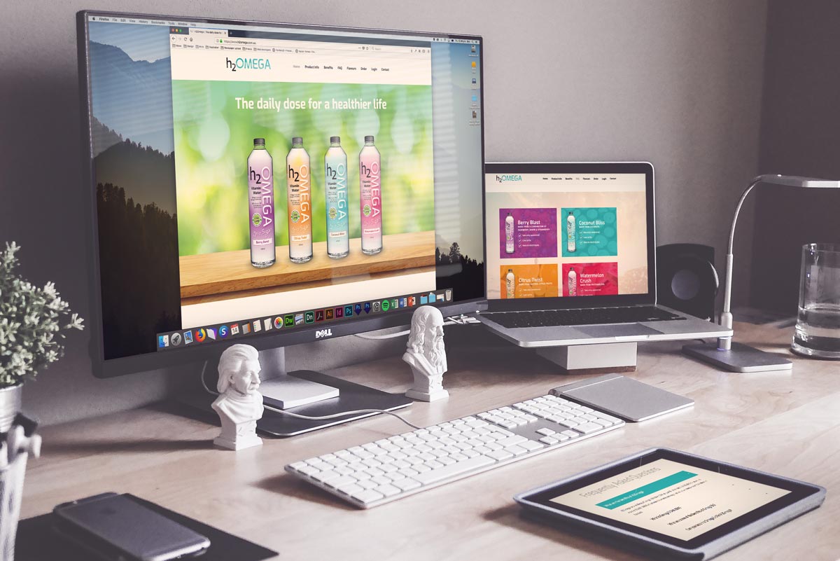 H2Omega Website Design Vitamin Water Zero Sugar Development WordPress Responsive Parallax Graphic Ordering FMCG Fresco Creative Surry Hills Sydney