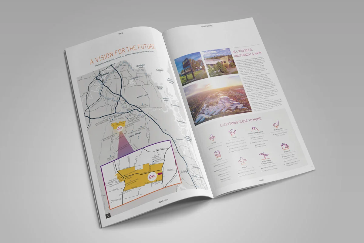 Tribeca Arc Park Ridge Brochure Estate Publication Sales Booklet Map Property and Development Home Builder Infographic Print Extra tall Design Graphic Fresco Creative Surry Hills Sydney