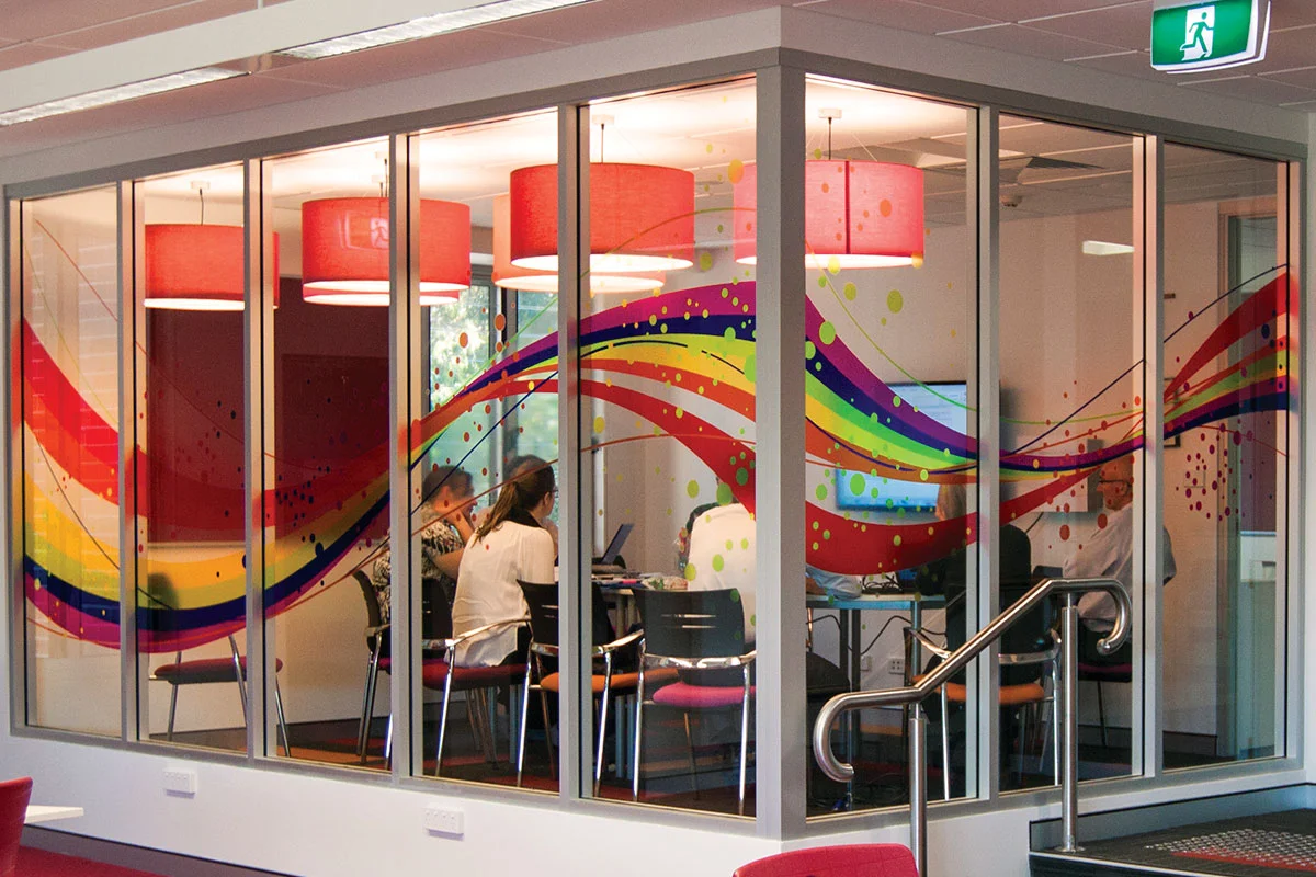 Loreto Normanhurst Glass Decal Panels School Building Opening Wall Design Gonzaga Barry Environmental Experiential Wayfinding Graphic Fresco Creative