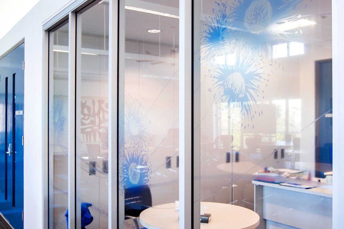 Loreto Normanhurst Glass Decal Panels School Building Opening Wall Design Gonzaga Barry Environmental Experiential Wayfinding Graphic Fresco Creative