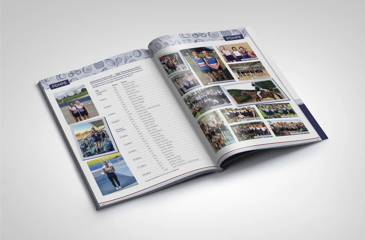Tangara School for Girls Yearbook Design Graphic Colour-coding Publication Printing Print Series Annual Fresco Creative Sydney Surry Hills