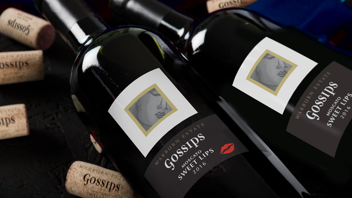 Warburn Estate Wine Winery Gossips Sweet Lips Packaging Label and Knife Design Colour Concepting Graphic Fresco Creative Surry Hills Sydney Dan Murphys