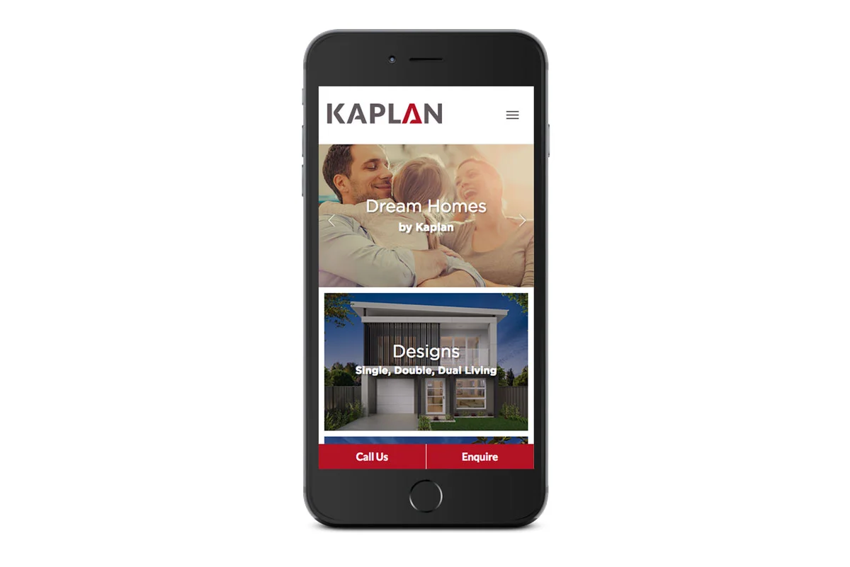 Fresco Creative Kaplan Homes Website Design – iPhone