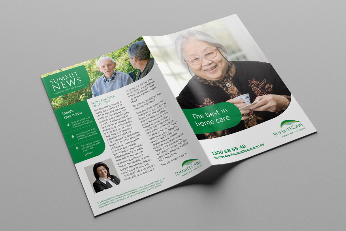 Fresco Creative – Summit Care Graphic Design Campaign Advertising Creative Concept Diversity One In A Million Ageing Well Location Targeted Advertising Home Care Brochure