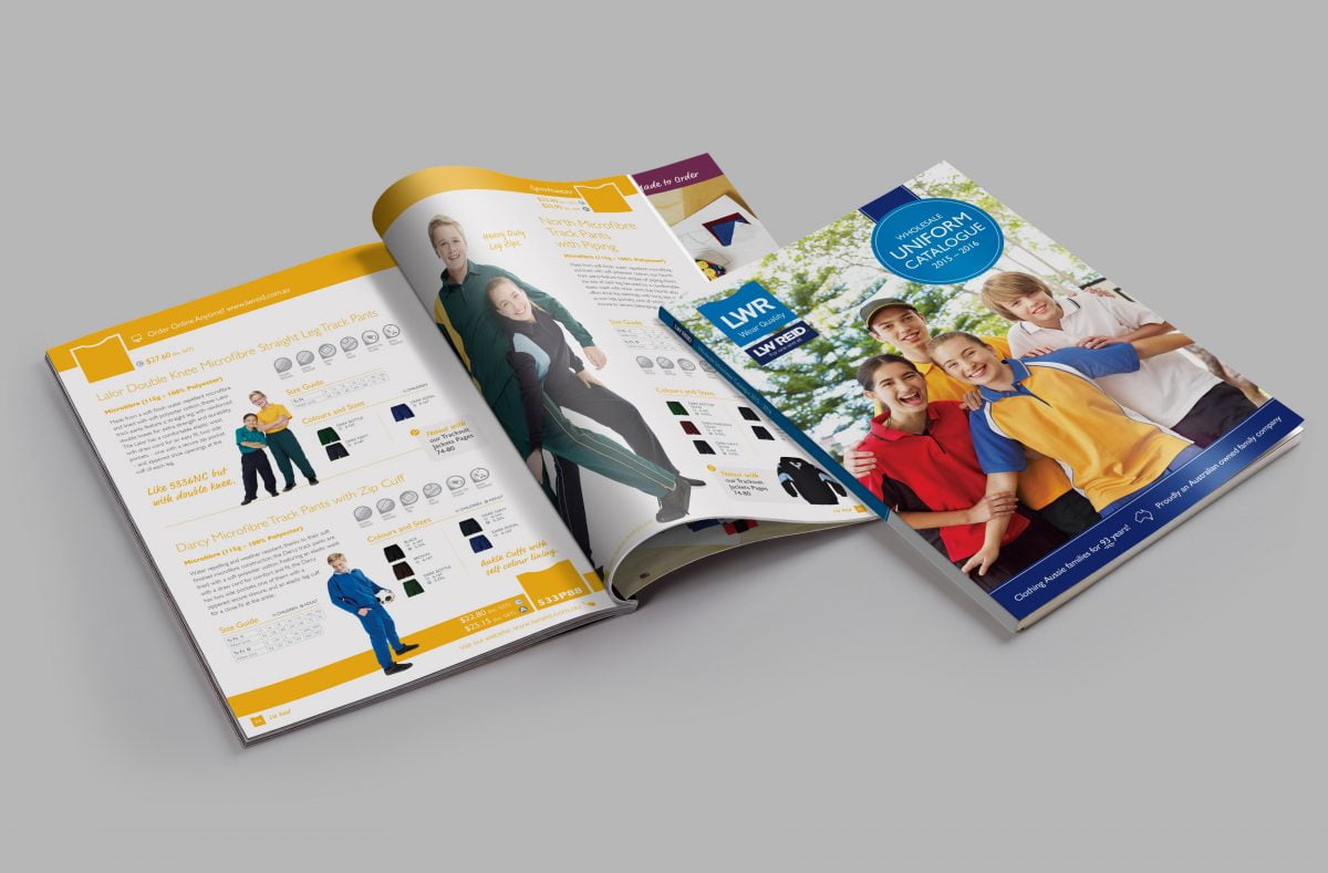 LW Reid School Uniform Product Catalogue Graphic Design Navigation Colour-coding Publication Brochure Product