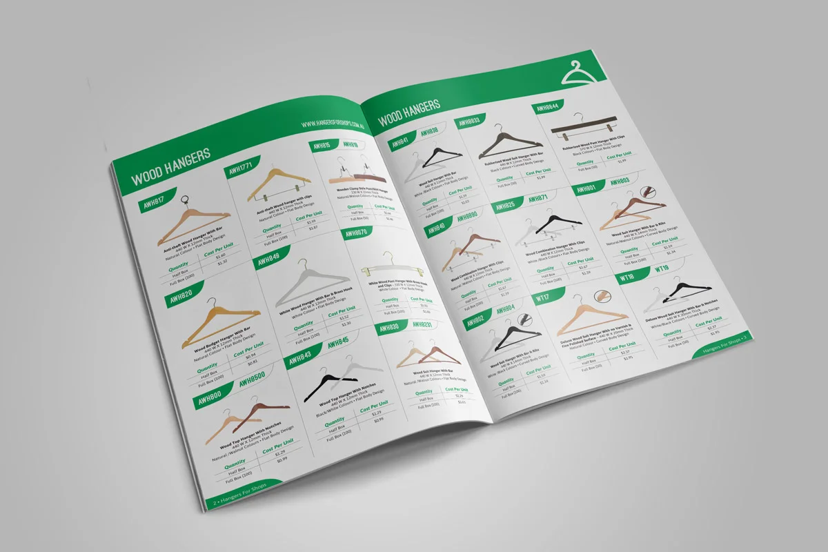 Hangers for Shops Product Catalogue Graphic Design Navigation Colour-coding Publication Brochure Product
