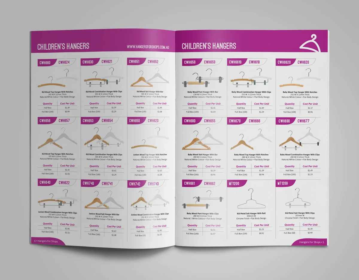 Hangers for Shops Product Catalogue Graphic Design Navigation Colour-coding Publication Brochure Product