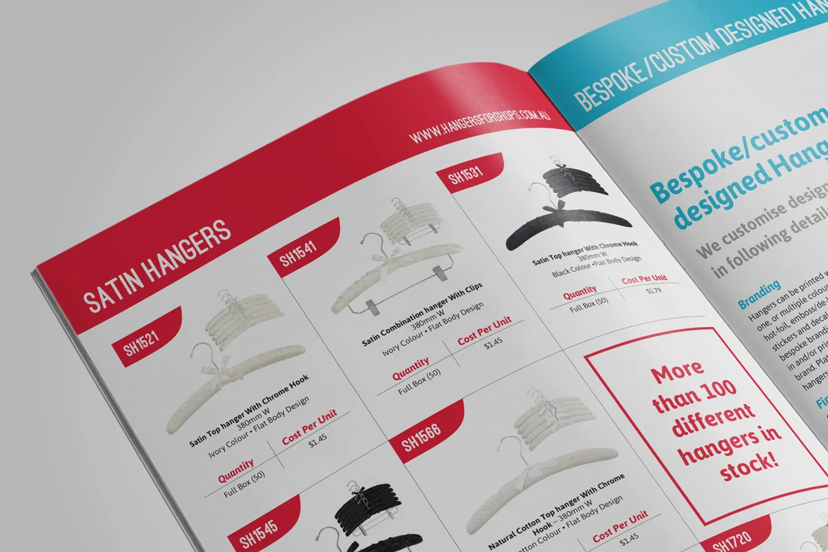 Hangers for Shops Product Catalogue Graphic Design Navigation Colour-coding Publication Brochure Product