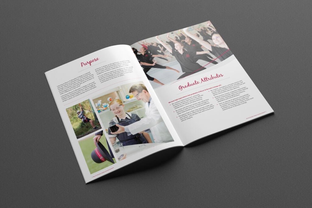 Mount St Benedict College Learning Framework Report Design - brochure design Sydney