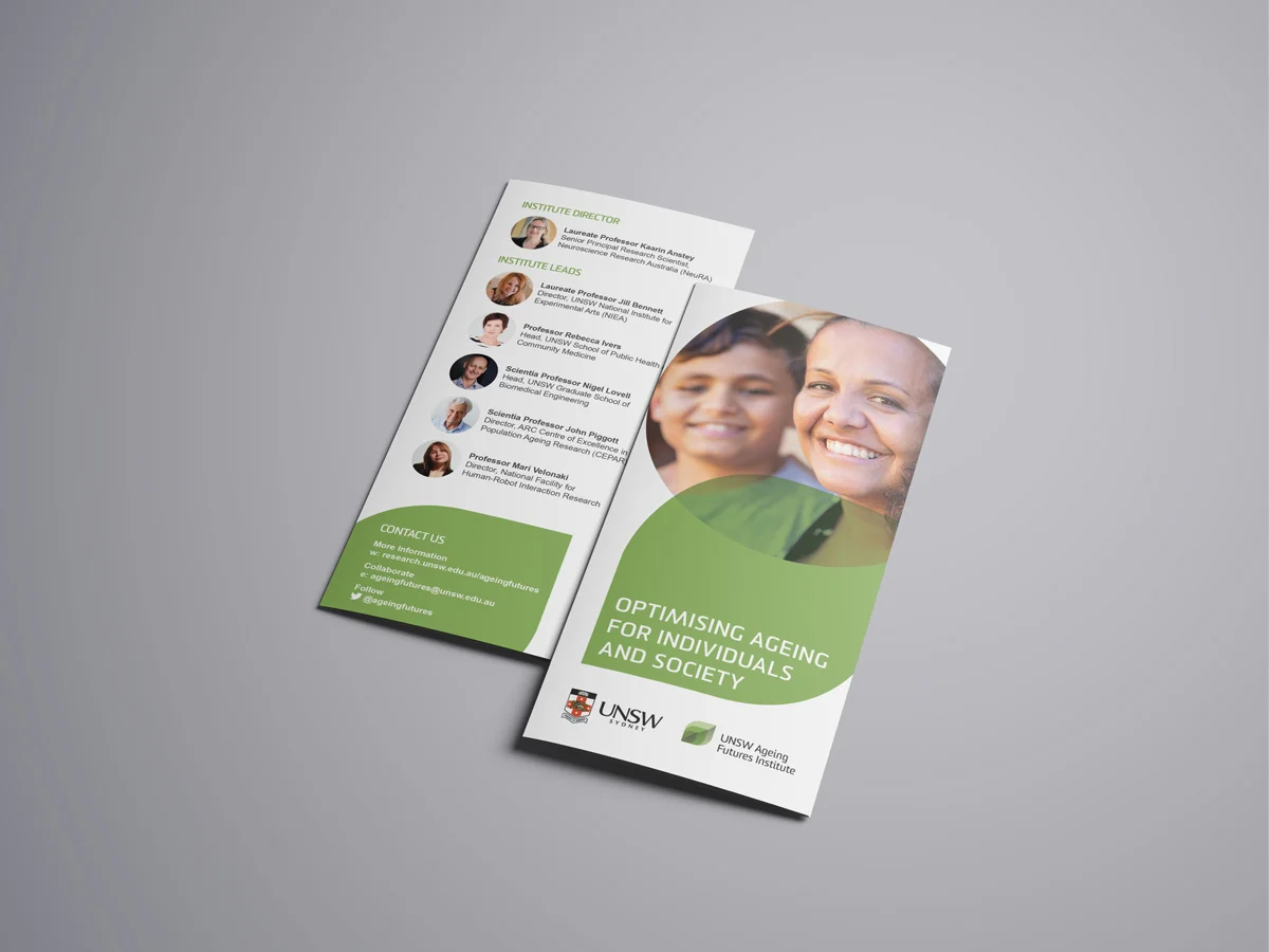 UNSW Sydney Ageing Futures Tri-fold DL Brochure - brochure design Sydney