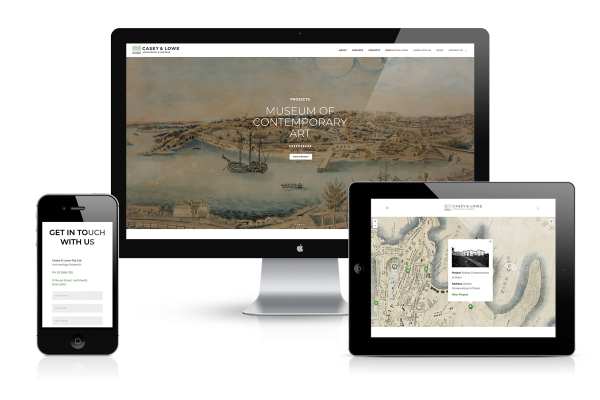 Casey & Lowe Archeology & Heritage website design Development wordpress graphic responsive sydney surry hills fresco creative