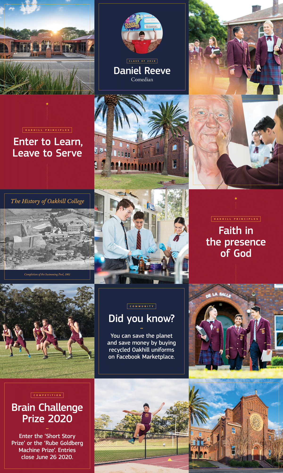 Oakhill College Catholic High School Private Social Media Account Branded Posts Instagram