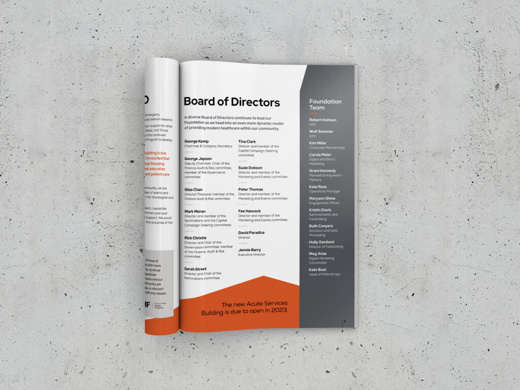 Prince Of Wales Hospital Foundation Impact Report 2022 Graphic Design Service by Fresco Creative