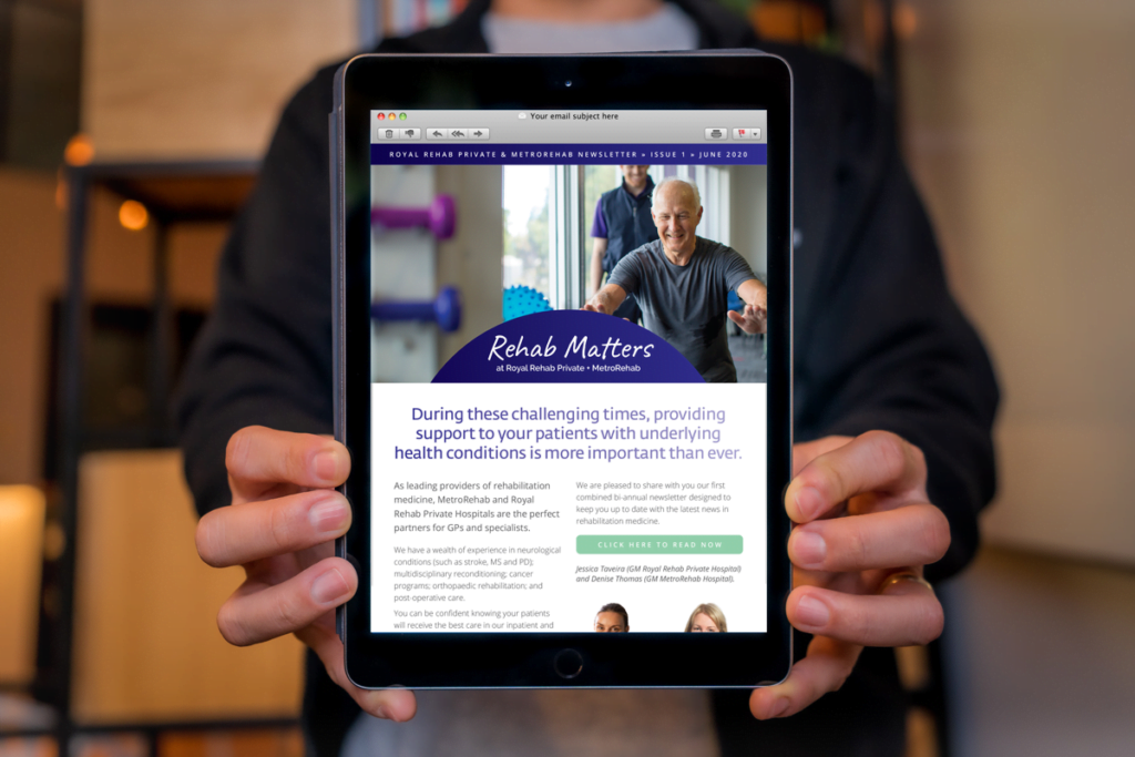 Royal Rehab Private Hospital Newsletter EDM digital marketing fresco creative sydney surry hills graphic design web development