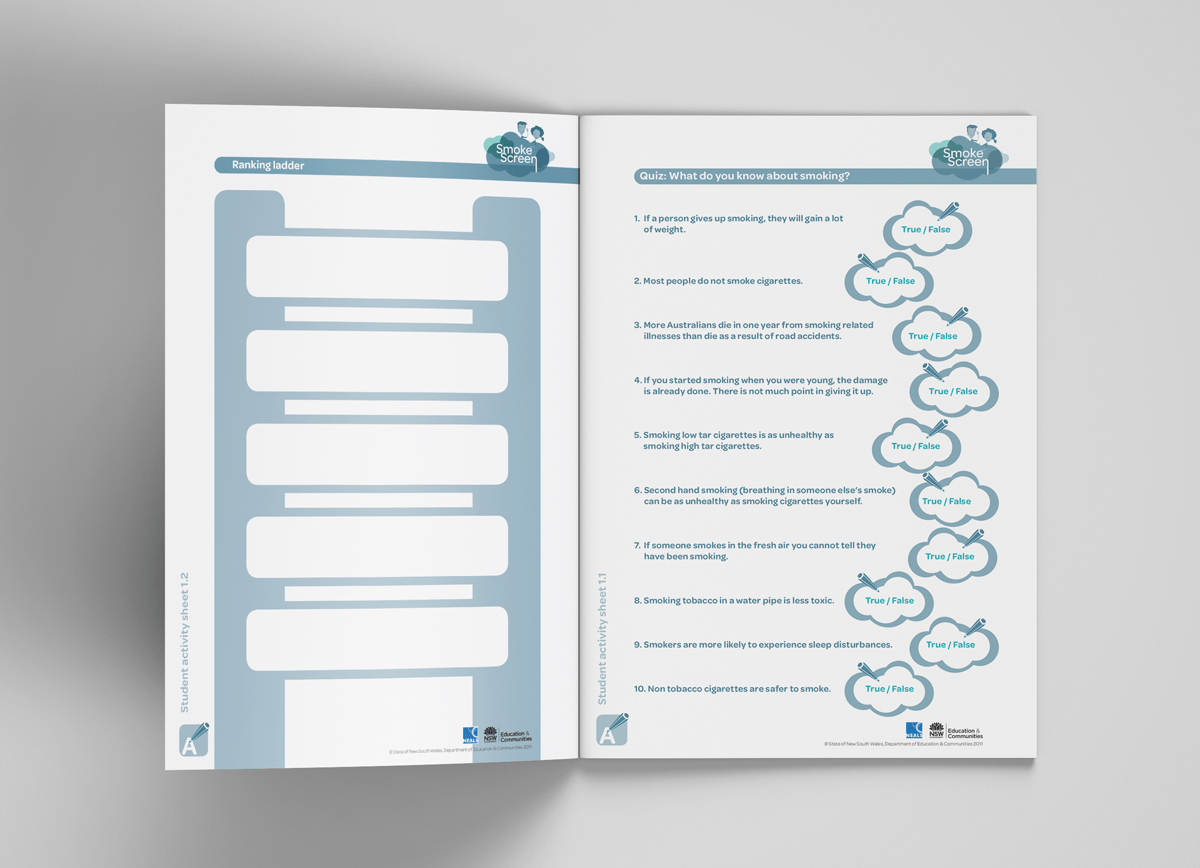 NSW Department of Education - Work Sheet Design - Smoke Screen - Prevention Initiative