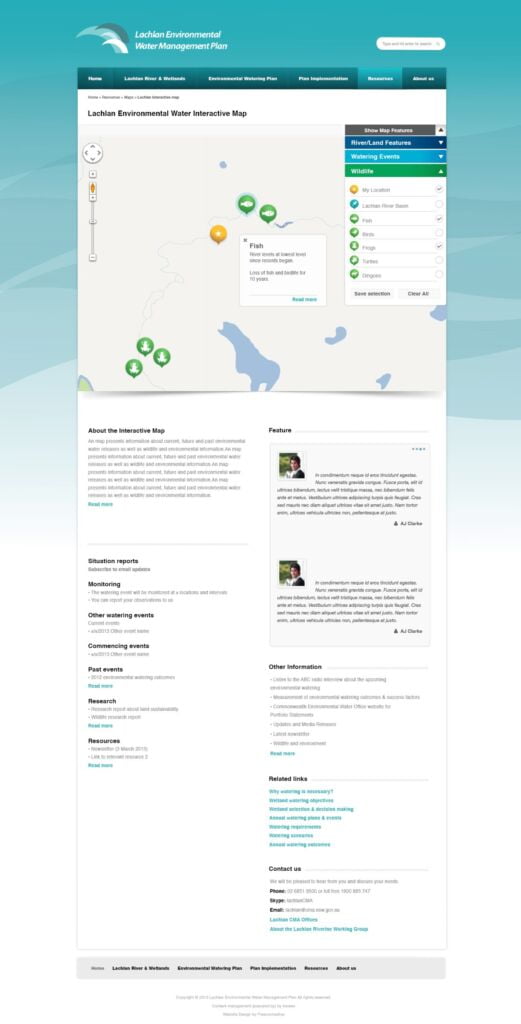 Lachlan Riverine Working Group - Government Website and Icon and Map Design
