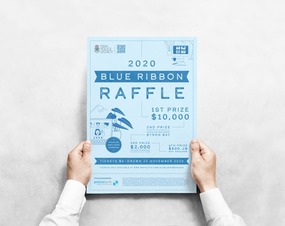 NSW Police Legacy Blue Ribbon Raffle Poster Design A2 A3 A4 A5