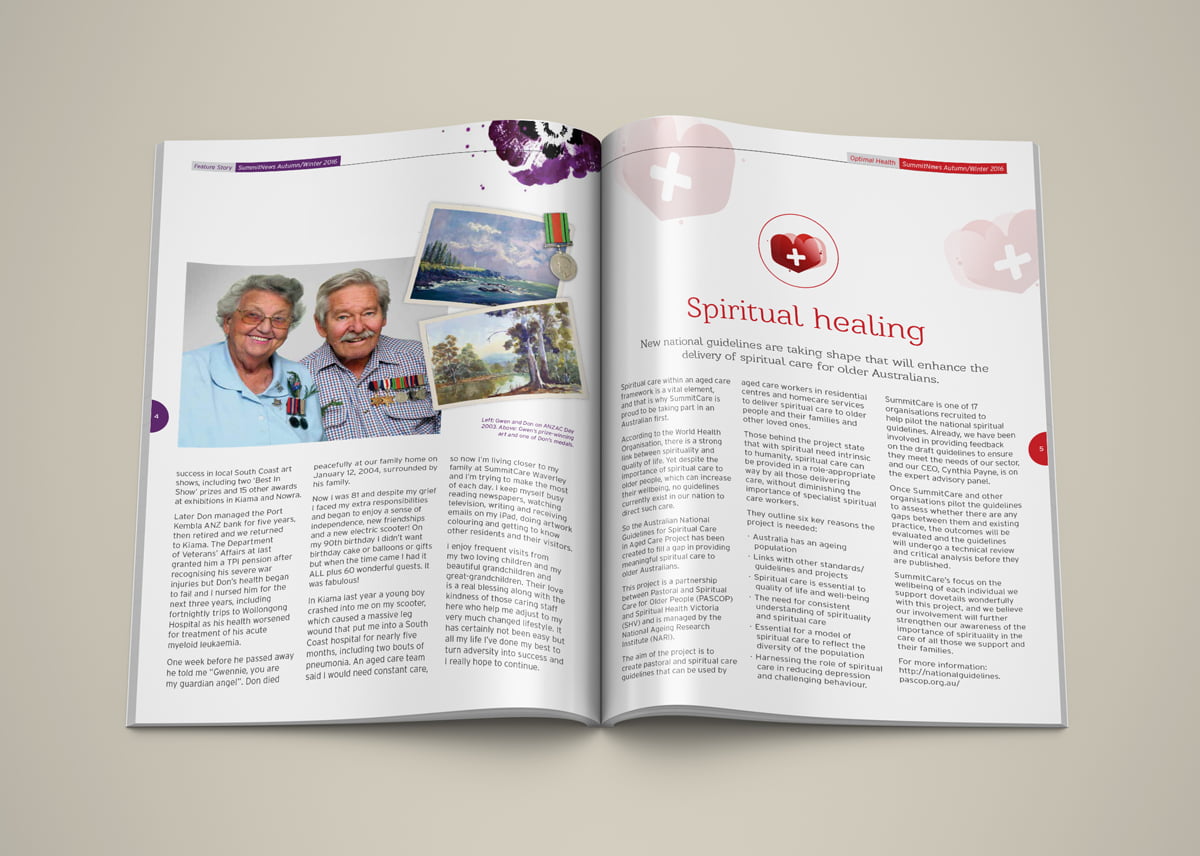 SummitNews Newsletter A4 Magazine Design Fresco Creative Aged Care