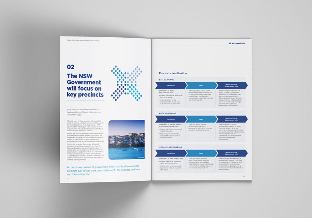 Department of Planning Industry and Environment Precinct Strategy Brochure Graphic Design Services by Fresco Creative