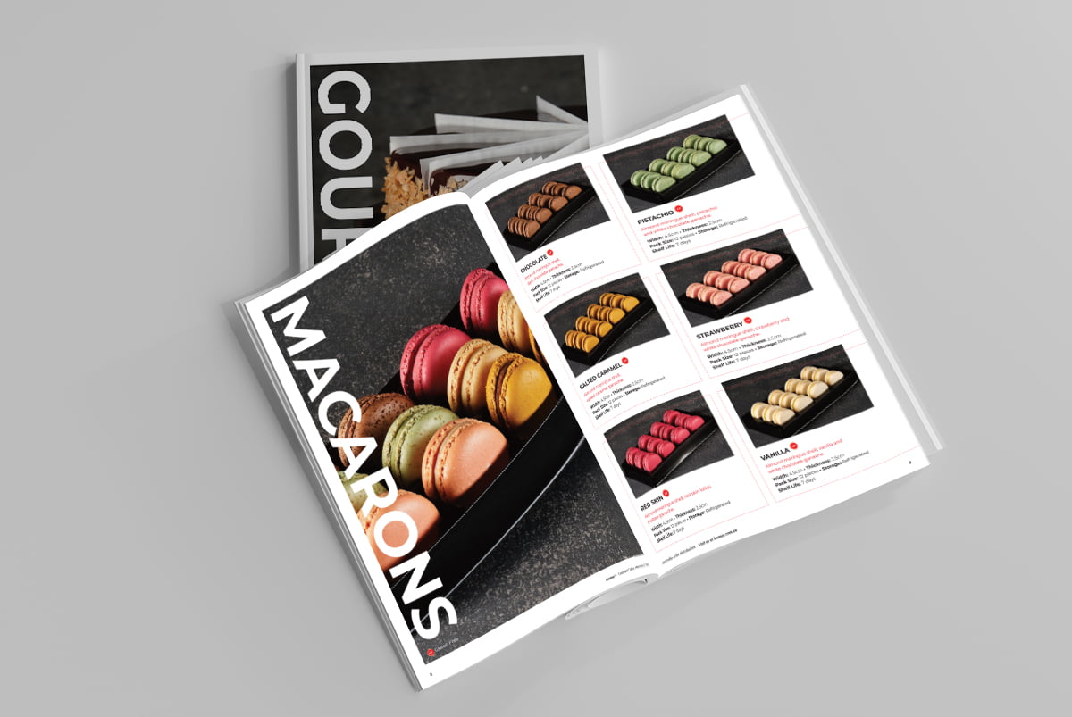 Loomas Cakes Macarons and Tarts Product Brochure Graphic Design Services by Fresco Creative