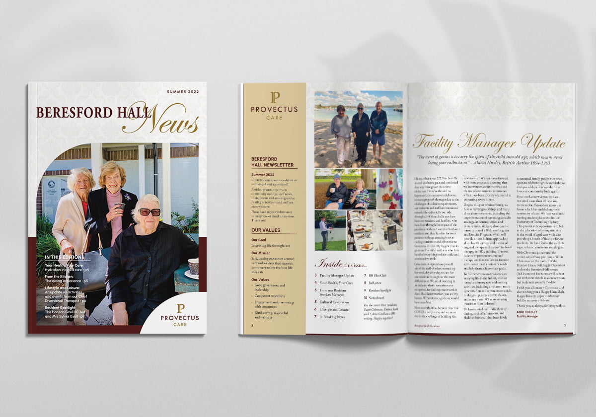 Provectus Group Beresford Hall Newsletter Graphic Design Service by Fresco Creative