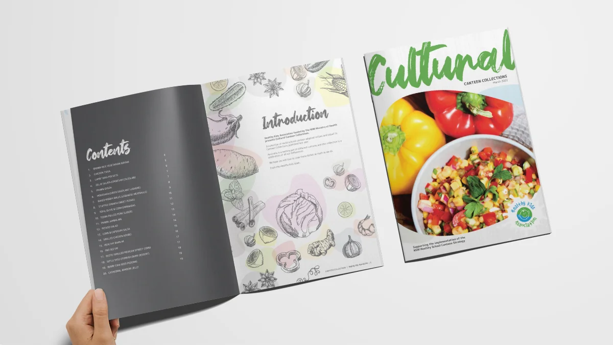 Healthy Kids Association Recipe Book Graphic Design Services by Fresco Creative