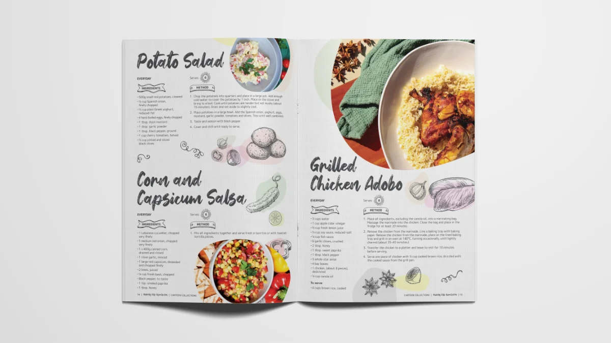 Healthy Kids Association Recipe Book Graphic Design Services by Fresco Creative