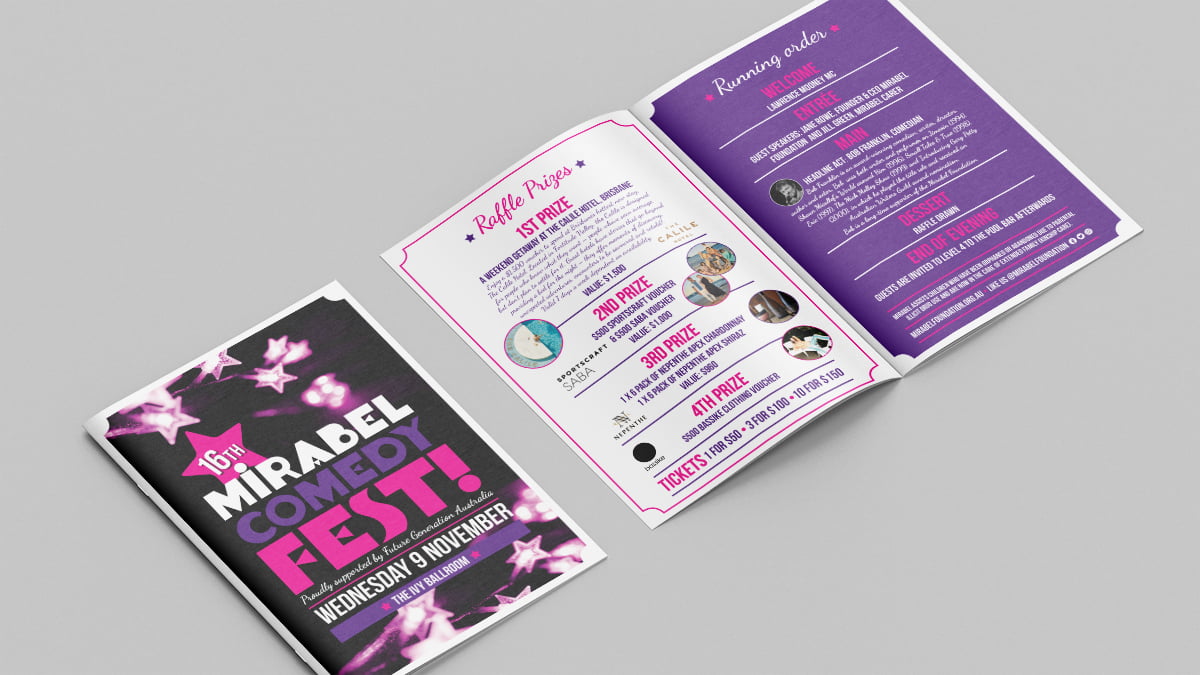Mirabel Comedy Night Graphic Design Services by Fresco Creative