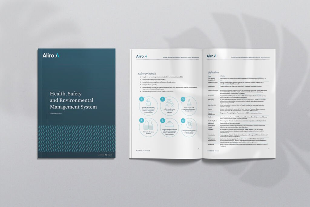 Aliro Group Health, Safety and Environmental Management System manual design and forms