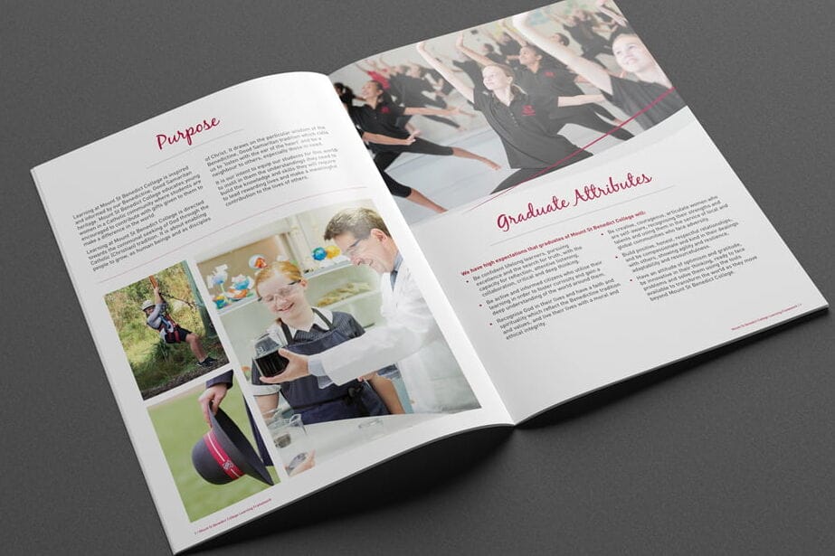 Mount St Benedict College Learning Framework Report Design - brochure design Sydney