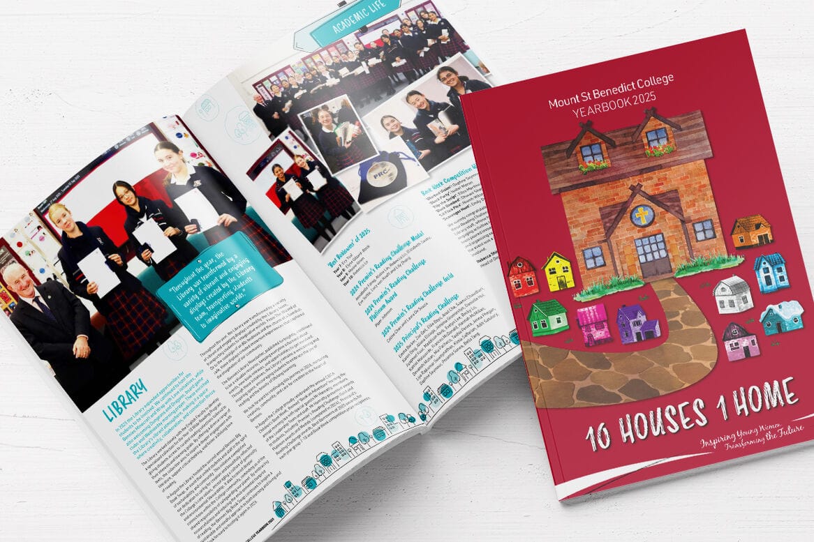 Mount St Benedict College Yearbook design by Fresco Creative