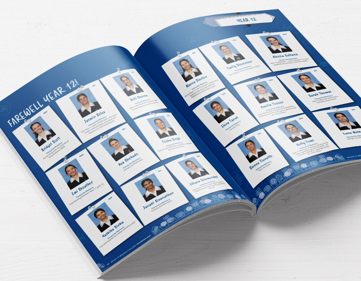 Mount St Benedict College Yearbook design by Fresco Creative