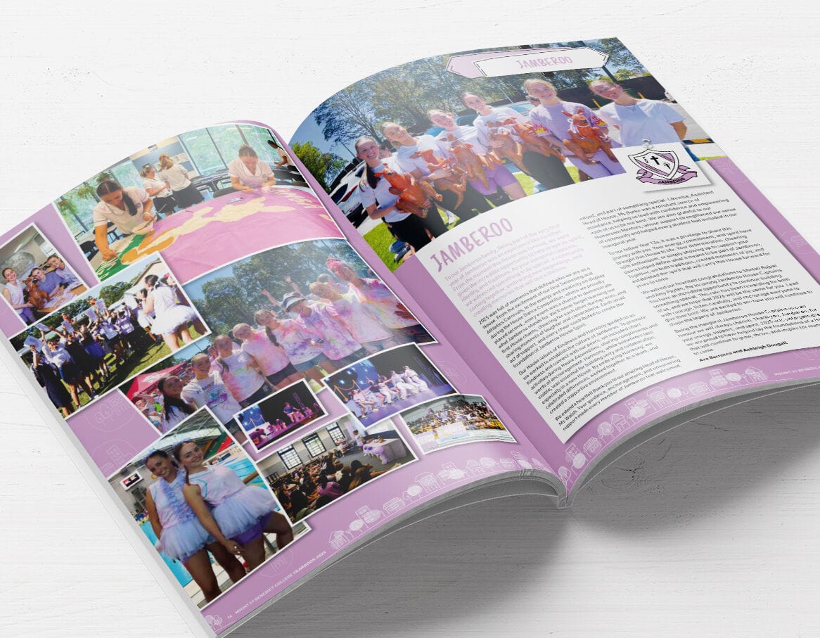 Mount St Benedict College Yearbook design by Fresco Creative