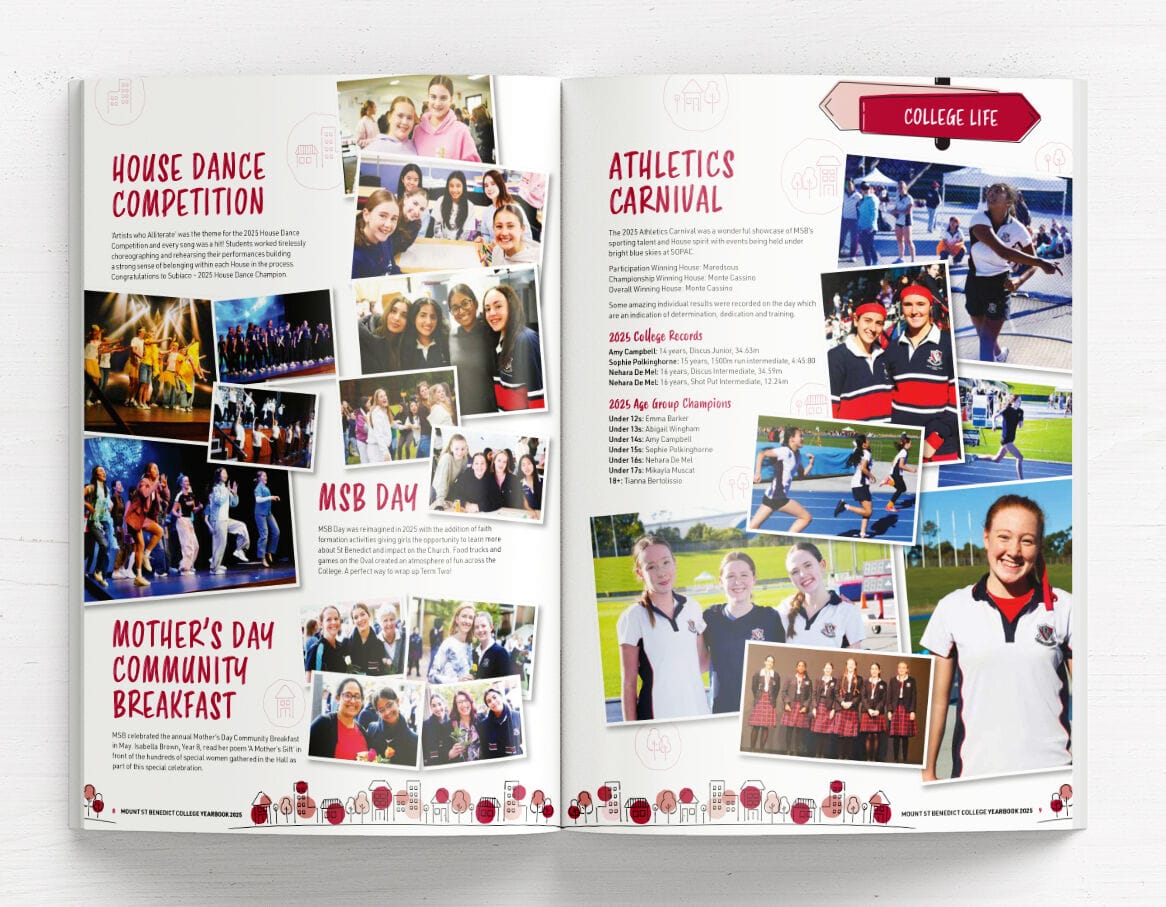 Mount St Benedict College Yearbook design by Fresco Creative